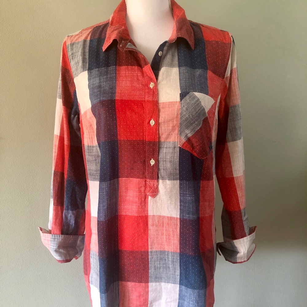 Merona blouse red white blue NWT